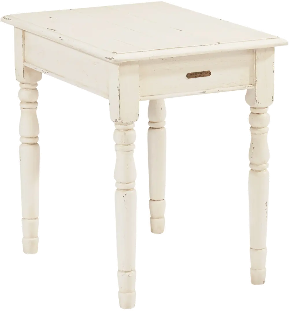 Magnolia Home Furniture Primitive White End Table-1