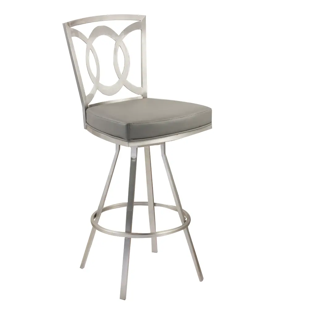 LCDR26SWBAGRB201 Gray & Stainless Metal Counter Height Stool (26 Inch) - Drake-1