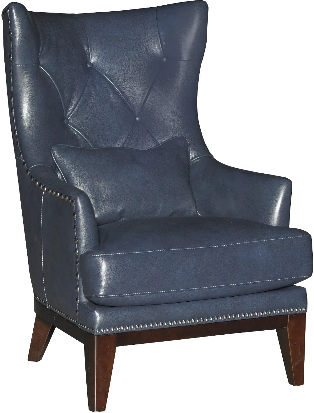 Brewster Blue Leather-Match Accent Chair and Ottoman-1