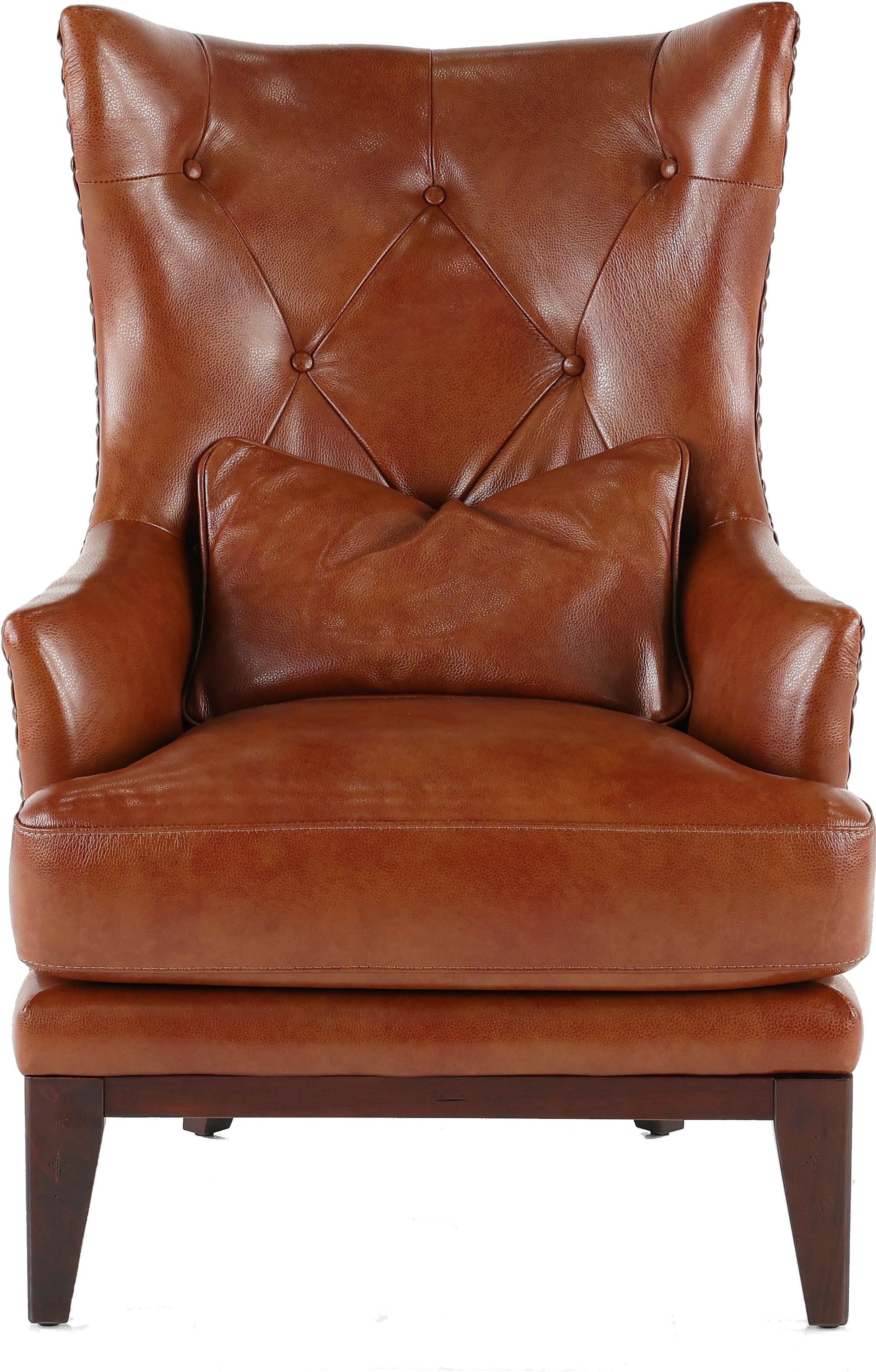Chestnut Brown Leather-Match Accent Chair & Ottoman - Brewster | RC