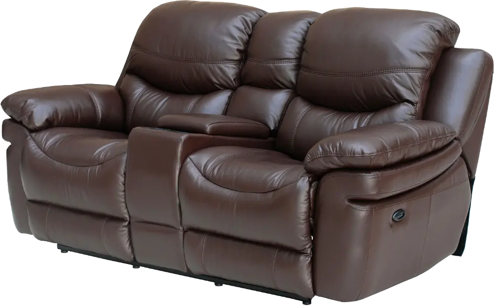 0813-2200M/B122 Brown Leather-Match Manual Reclining Loveseat - Siena Collection-1