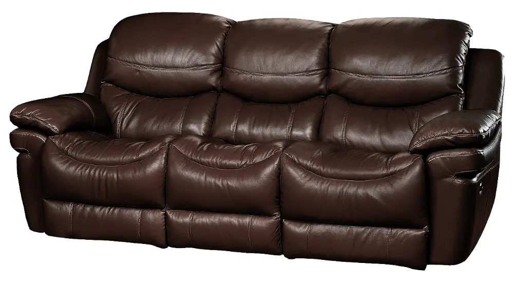 2PC0813SO/CNSLV/BRWN Brown Leather-Match Manual Reclining Sofa & Loveseat - Siena-1