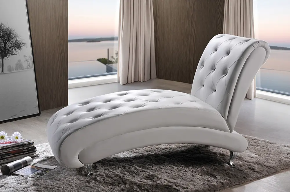 BBT5187-WHITE-CHAISE White Button-Tufted Chaise Lounge - Pease-1