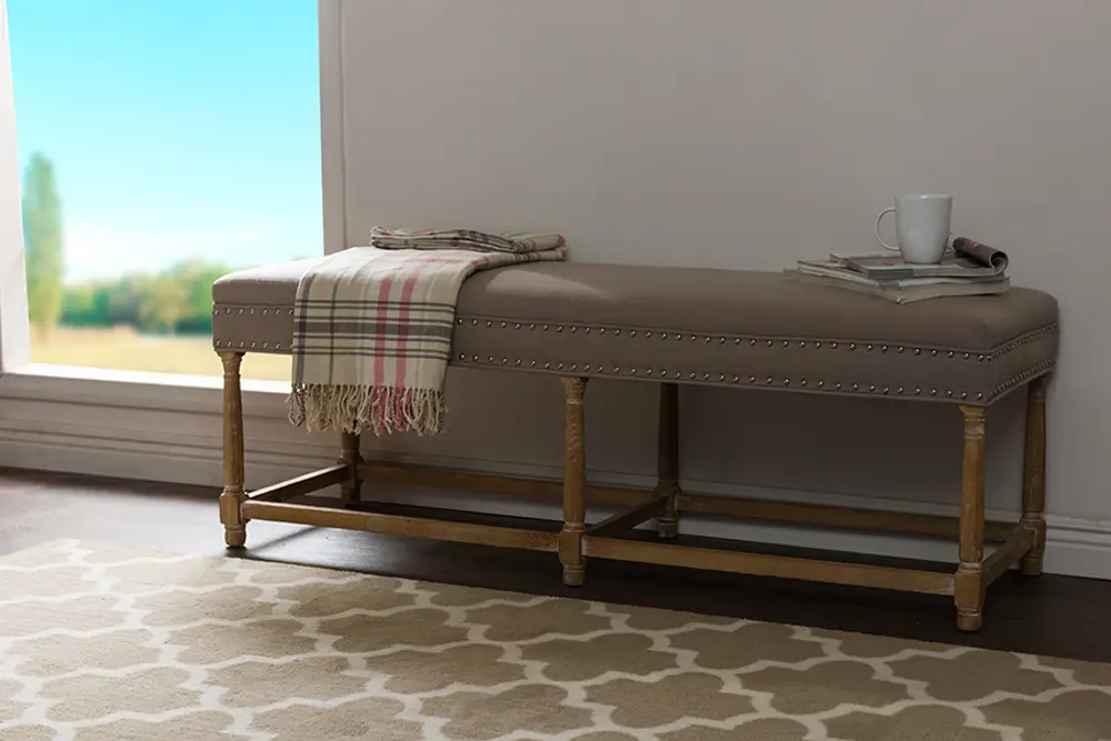 TSF-8139-Beige Country Console Bench - Nathan-1