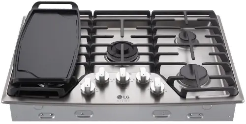 LG 30 Inch Gas Cooktop with Griddle - Stainless Steel