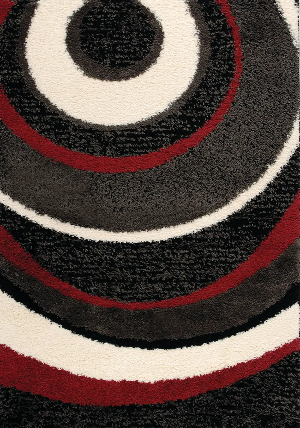 Shaggy 5 x 8 Red, Charcoal, and Cream Spiral Area Rug-1