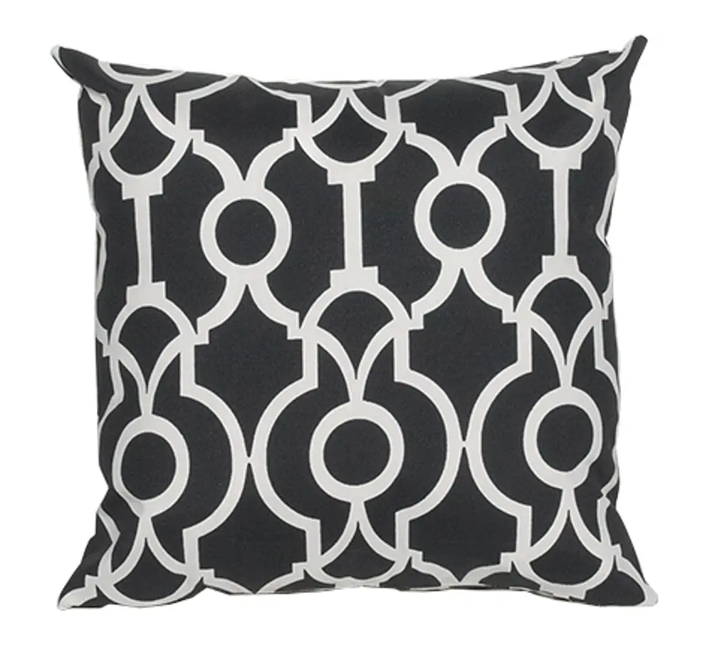 Black and White Geometric Indoor-Outdoor Throw Pillow-1