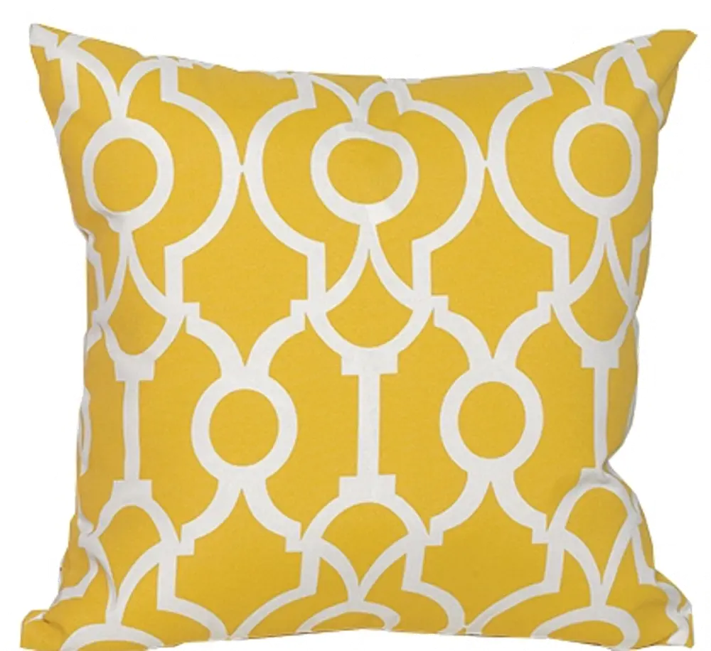 Yellow and White Geometric Indoor-Outdoor Throw Pillow-1