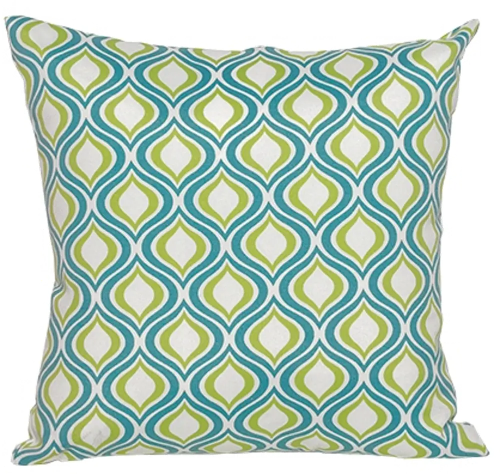 Teal, Green and White Indoor-Outdoor Throw Pillow-1