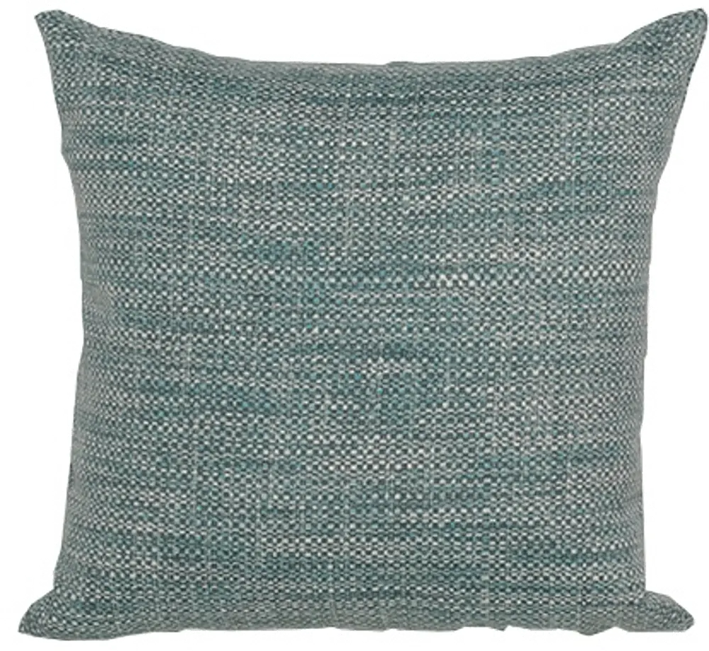 Teal, White and Navy Woven Indoor-Outdoor Throw Pillow-1