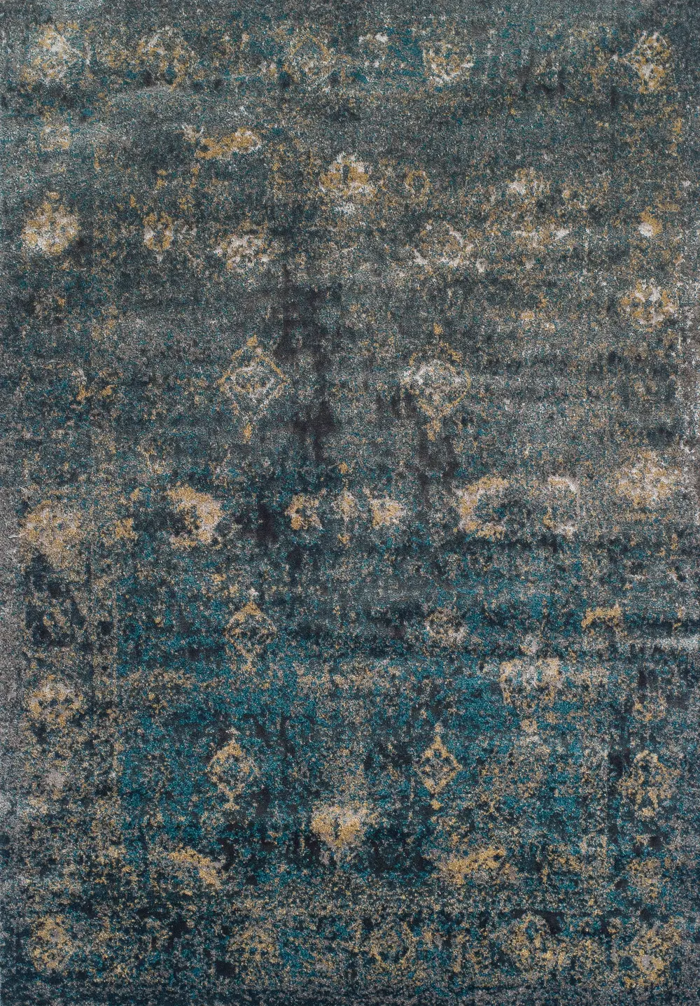 AQ1CC/8X11/ANTIQUITY 8 x 11 Large Teal and Charcoal Gray Area Rug - Antiquity-1
