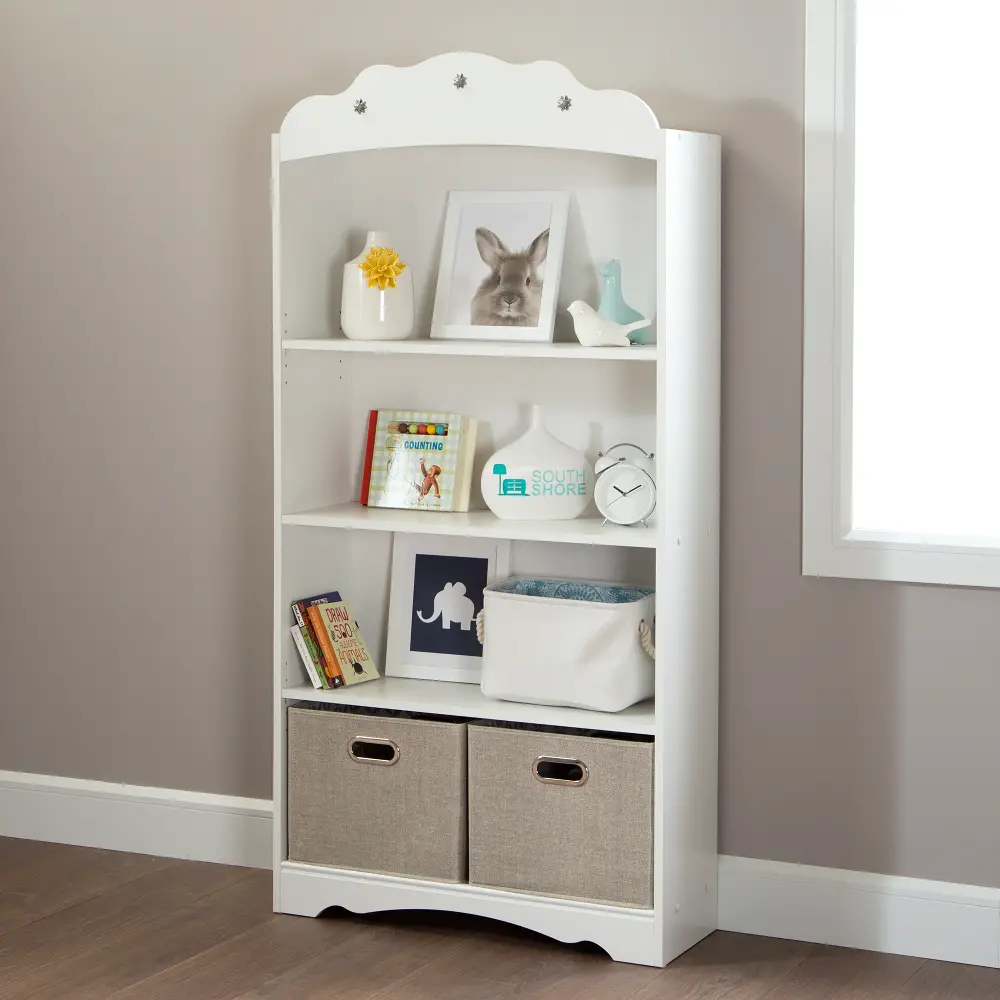 10002 White 4-Shelf Bookcase - Tiara -1