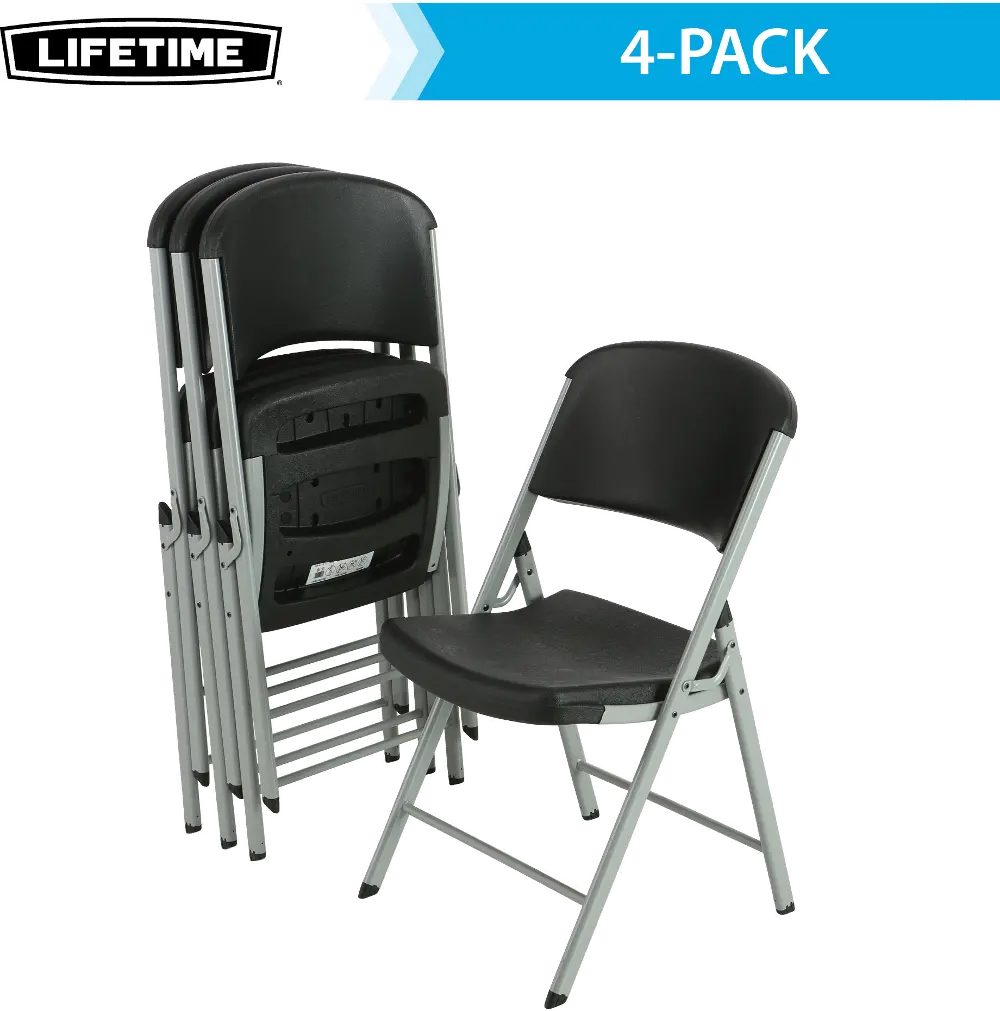 80187 Lifetime Black Folding Chairs - 4 Pack-1