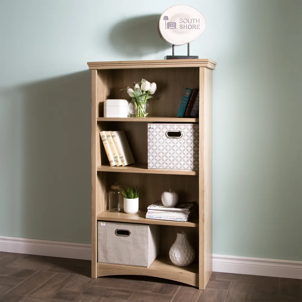 9064767 Rustic Oak 4-Shelf Bookcase - Gascony-1