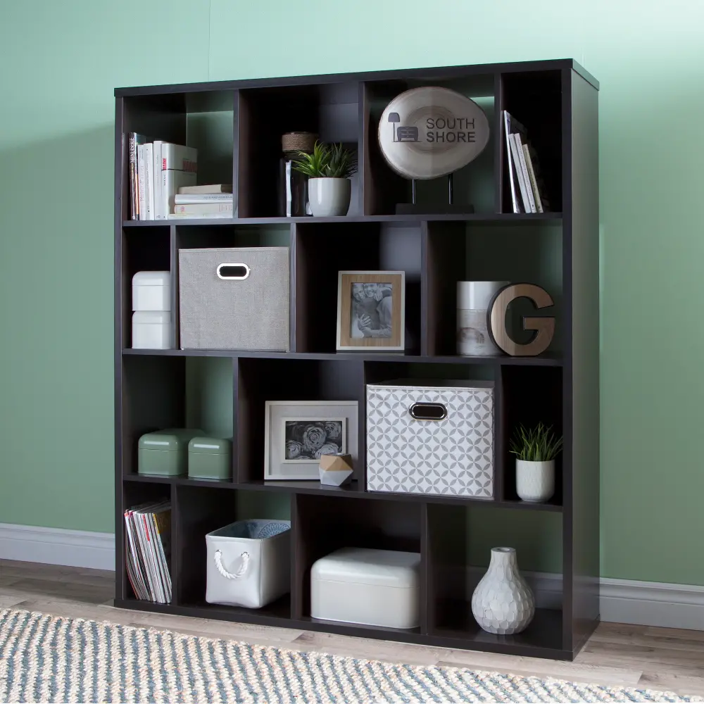 10004 Brown 16-Cube Compartment Shelf - Reveal -1