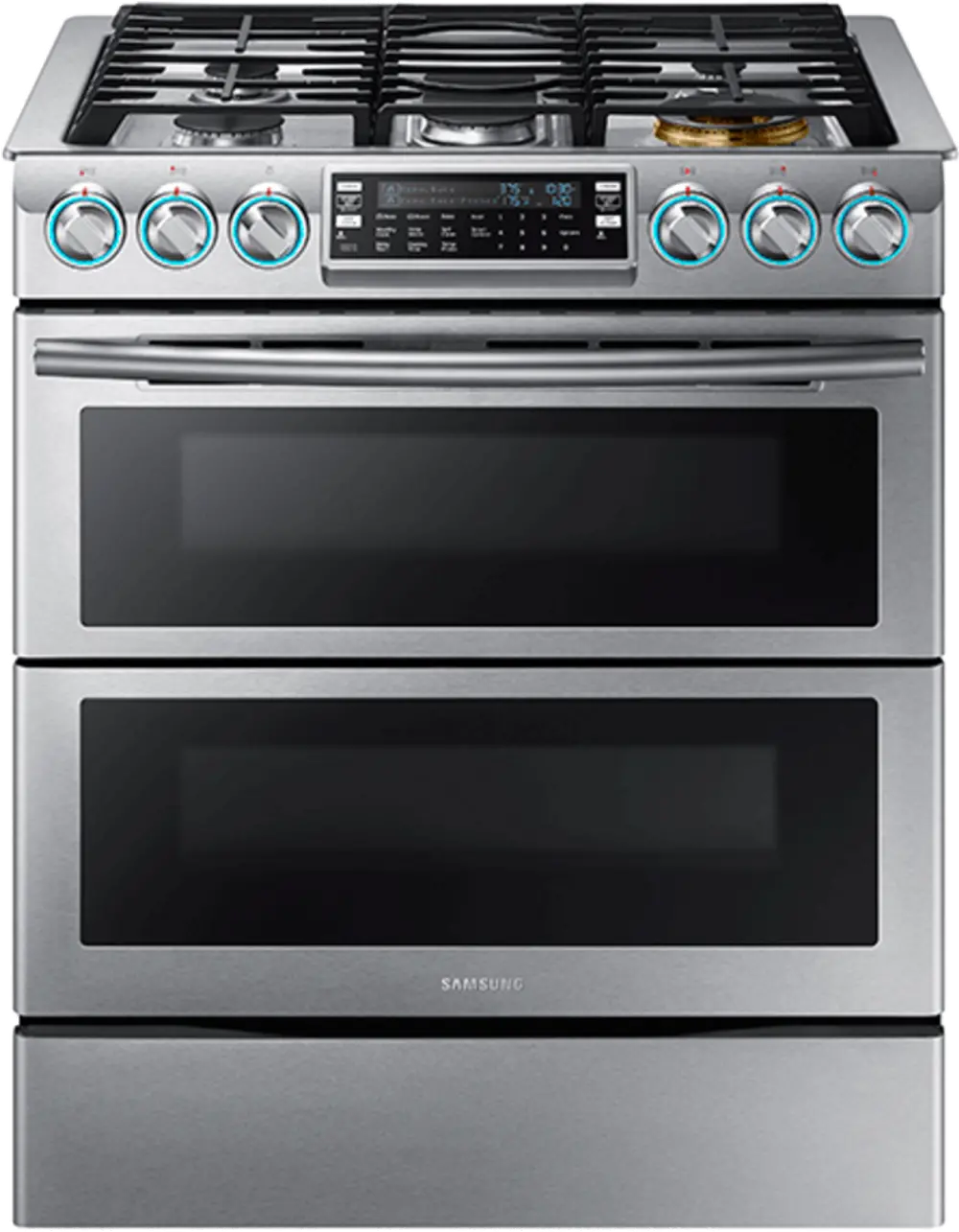 NX58K9850SS Samsung Double Oven Gas Range with Blue LED Illuminated Knobs - 5.8 cu. ft. Stainless Steel-1