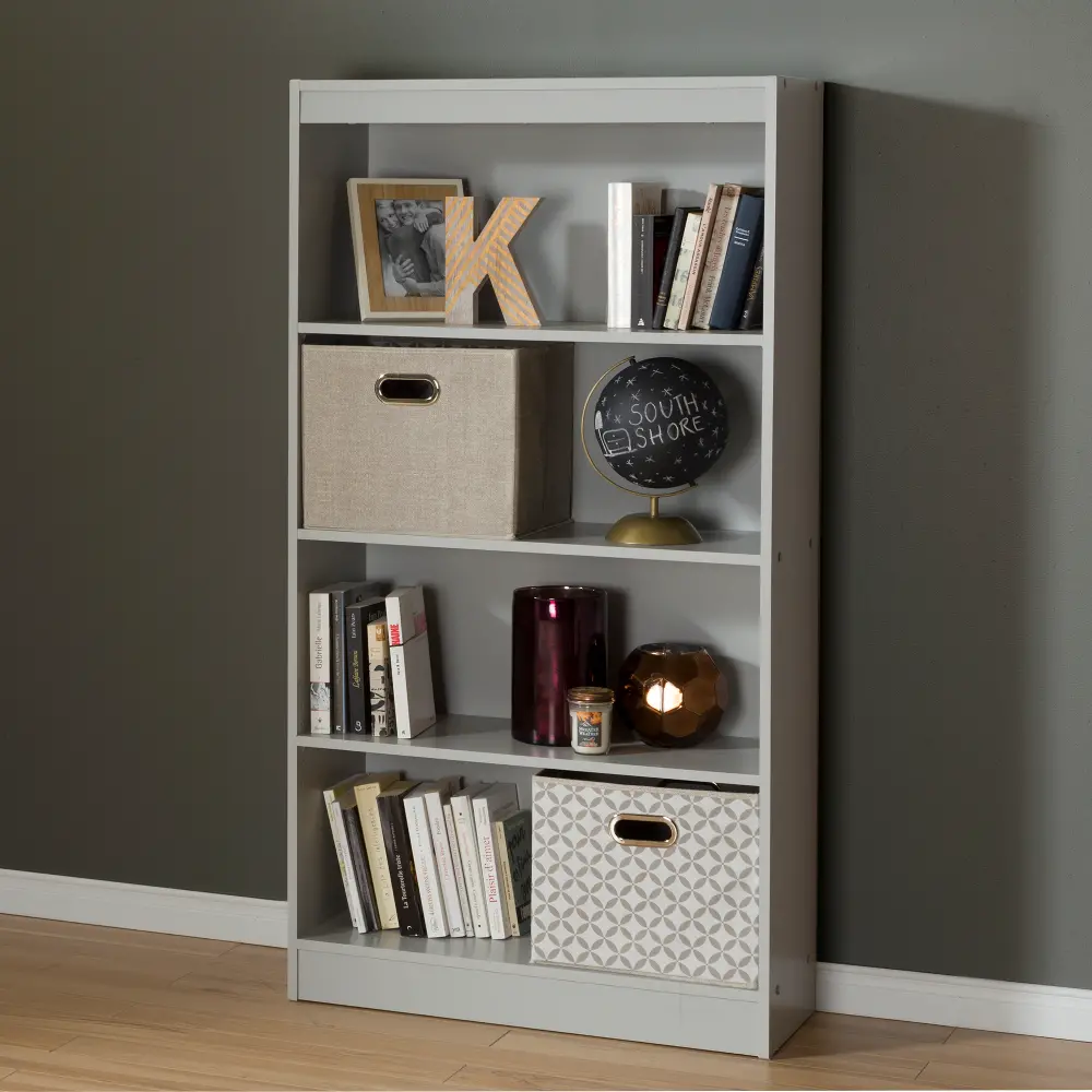 10136 Soft Gray 4-Shelf Bookcase - Axess-1