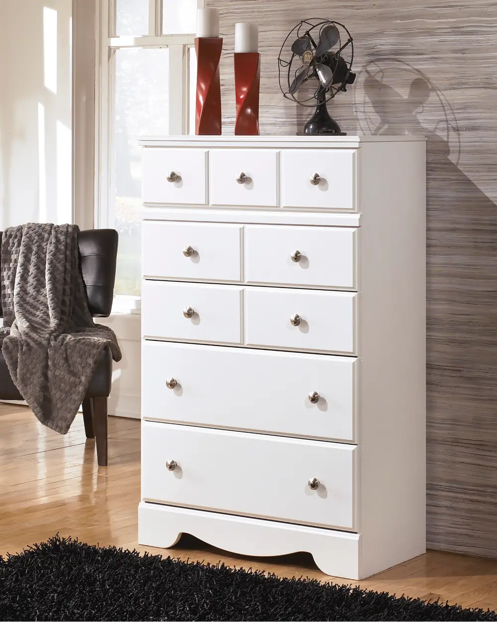 Weeki White Casual Contemporary Chest of Drawers-1