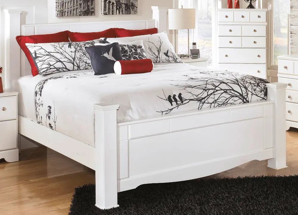 White Classic Contemporary Queen Bed - Weeki -1