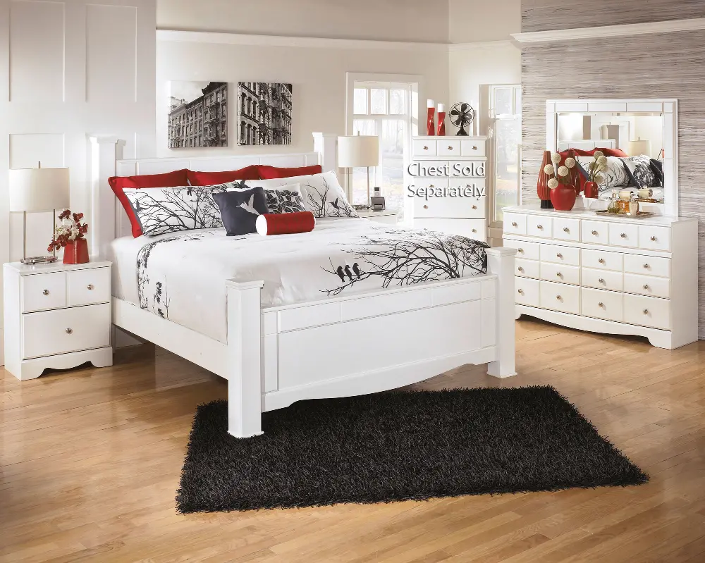 Weeki White 4 Piece Queen Classic Contemporary Bedroom Set-1
