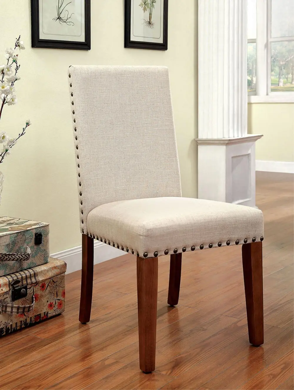 Natural and Ivory Upholstered Dining Room Chair - Walsh Collection-1