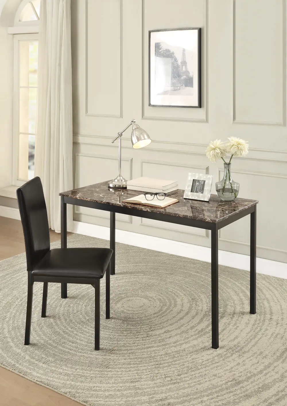 Faux Marble Top Desk & Chair - Tempe Collection-1