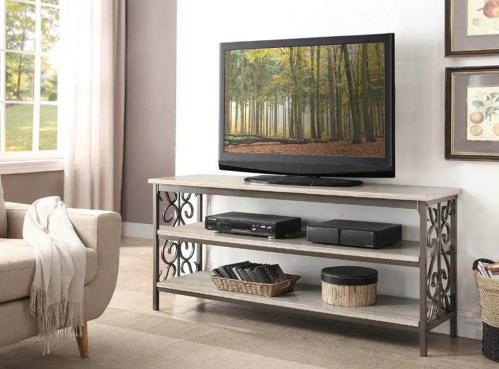 Fairhope White and Brown 60  TV Stand-1