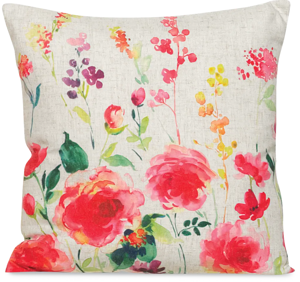 Water Color I Floral Throw Pillow-1