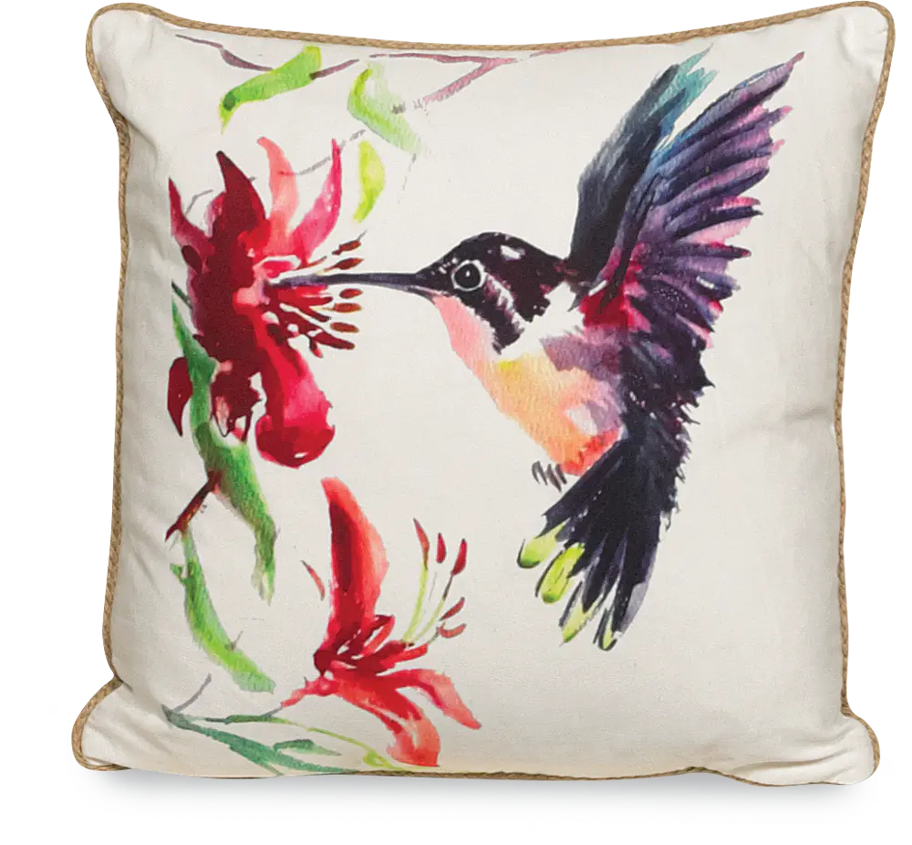Hummingbird I and Floral Throw Pillow-1
