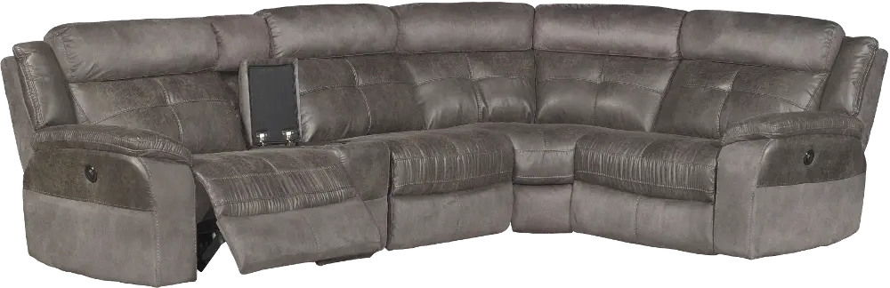 Denver Gray 5 Piece Console Power Reclining Sectional-1