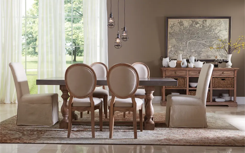 Pecan and Concrete 5 Piece Dining Set - Sherborne Collection-1