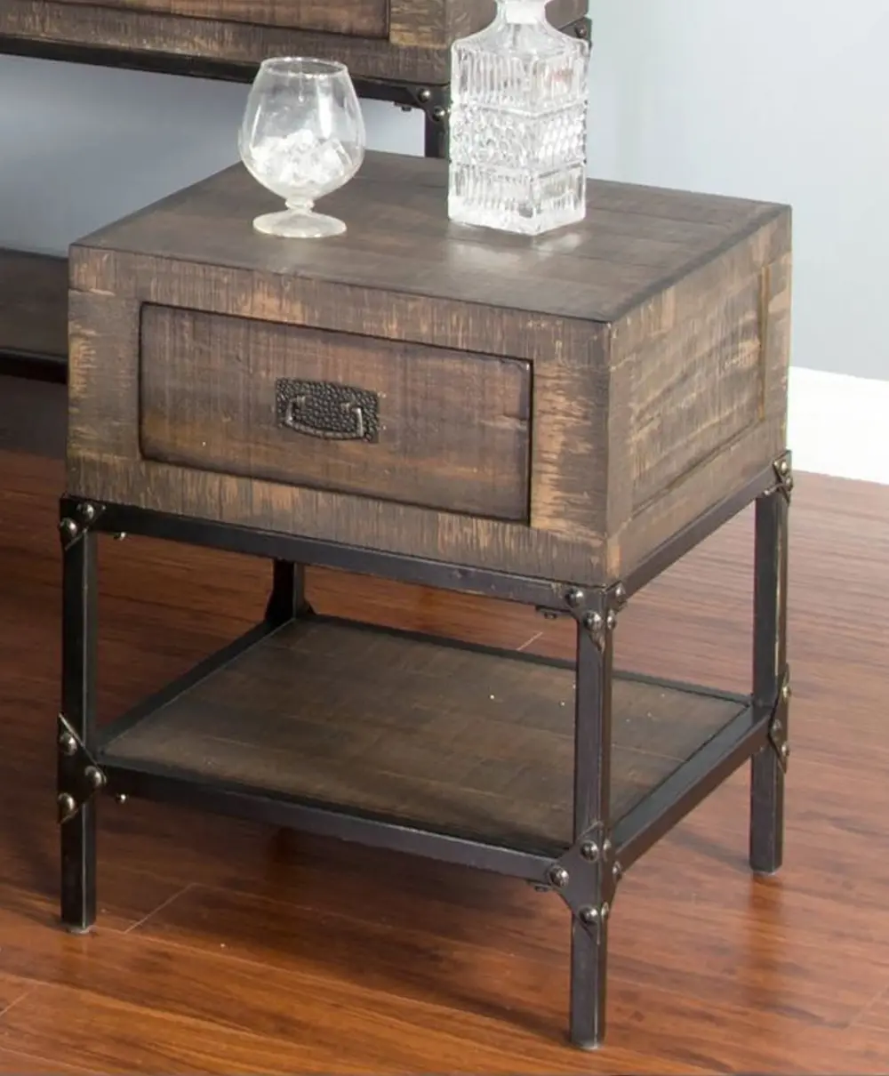 Homestead Distressed Brown End Table-1