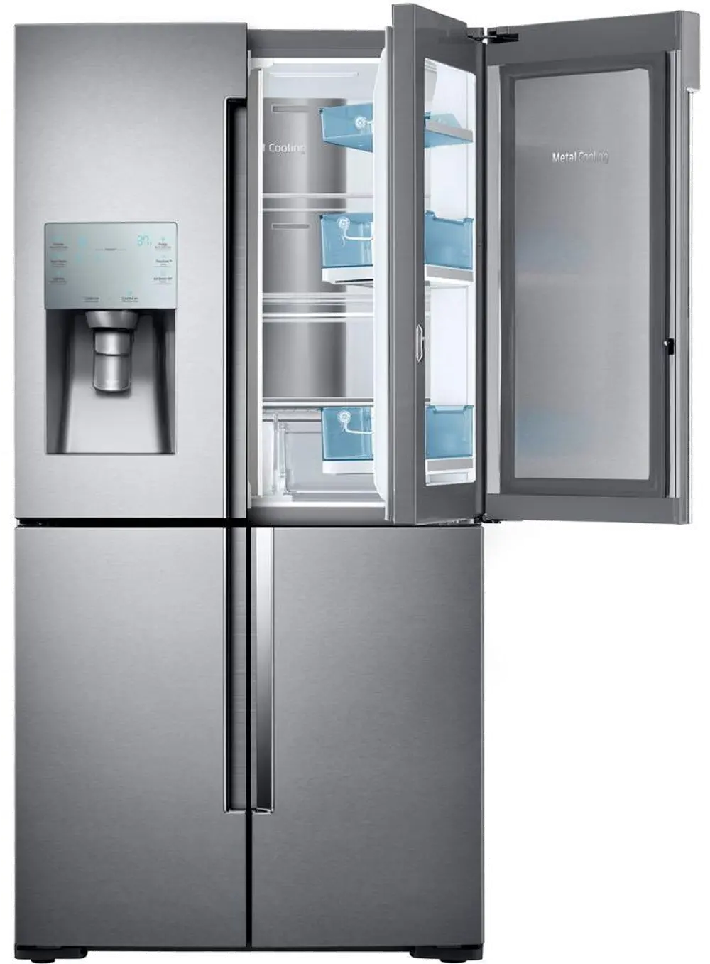 RF28K9380SR Samsung 4 Door French Door Smart Refrigerator with FoodShowcase and FlexZone - 28.0 cu. ft., 36 Inch Stainless Steel-1