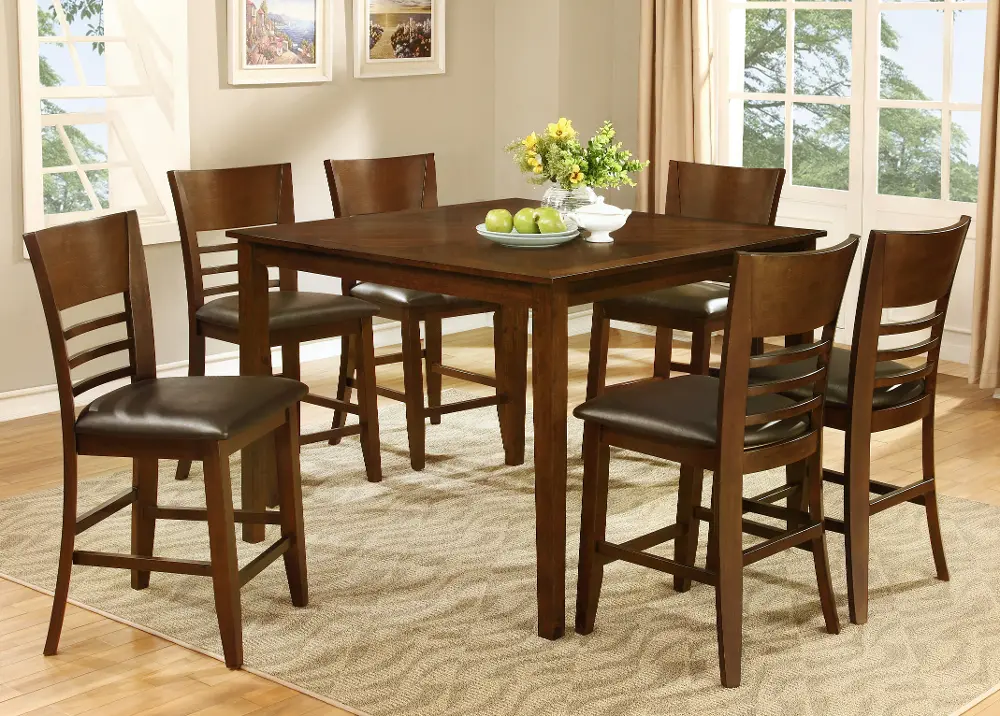 7 Piece Counter Height Dining Set - Colin Brown Cherry -1