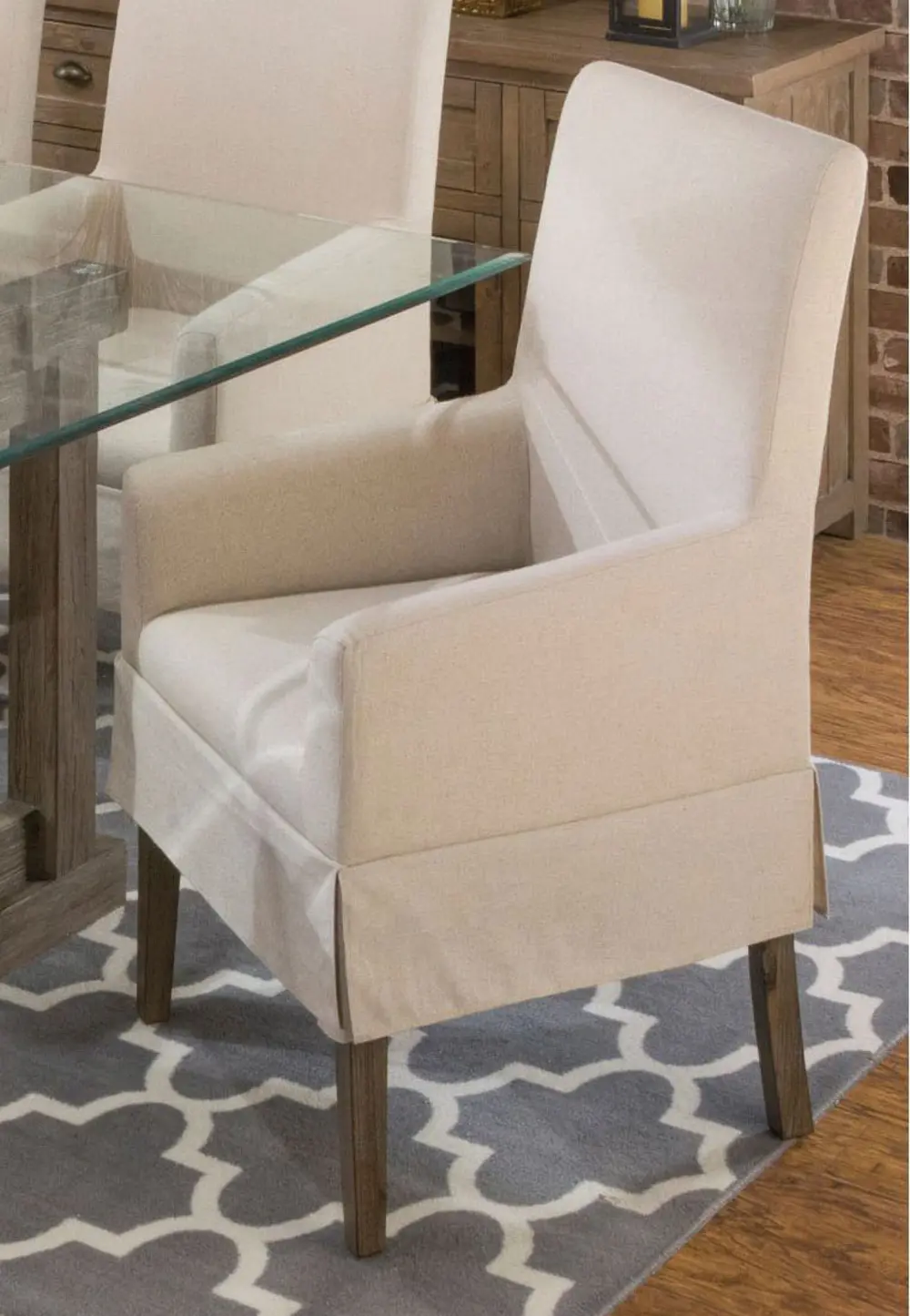 Contemporary Slipcover Dining Arm Chair - Hampton-1
