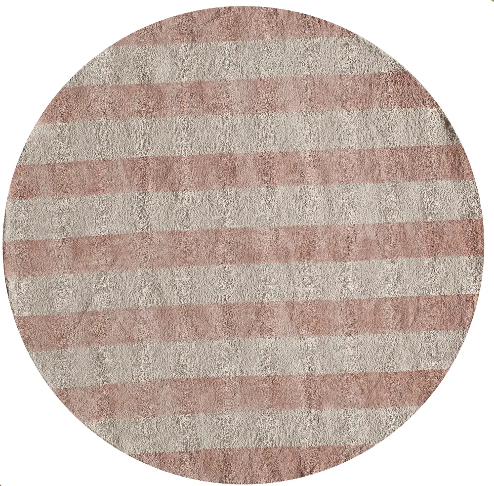 5' Round Striped Pink Area Rug - Classic Cabana-1