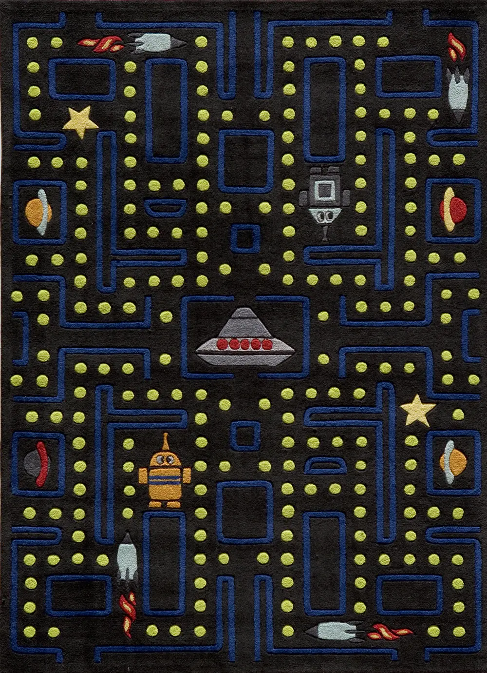 4 x 6 Small Arcade Game Black Area Rug - Whimsy-1