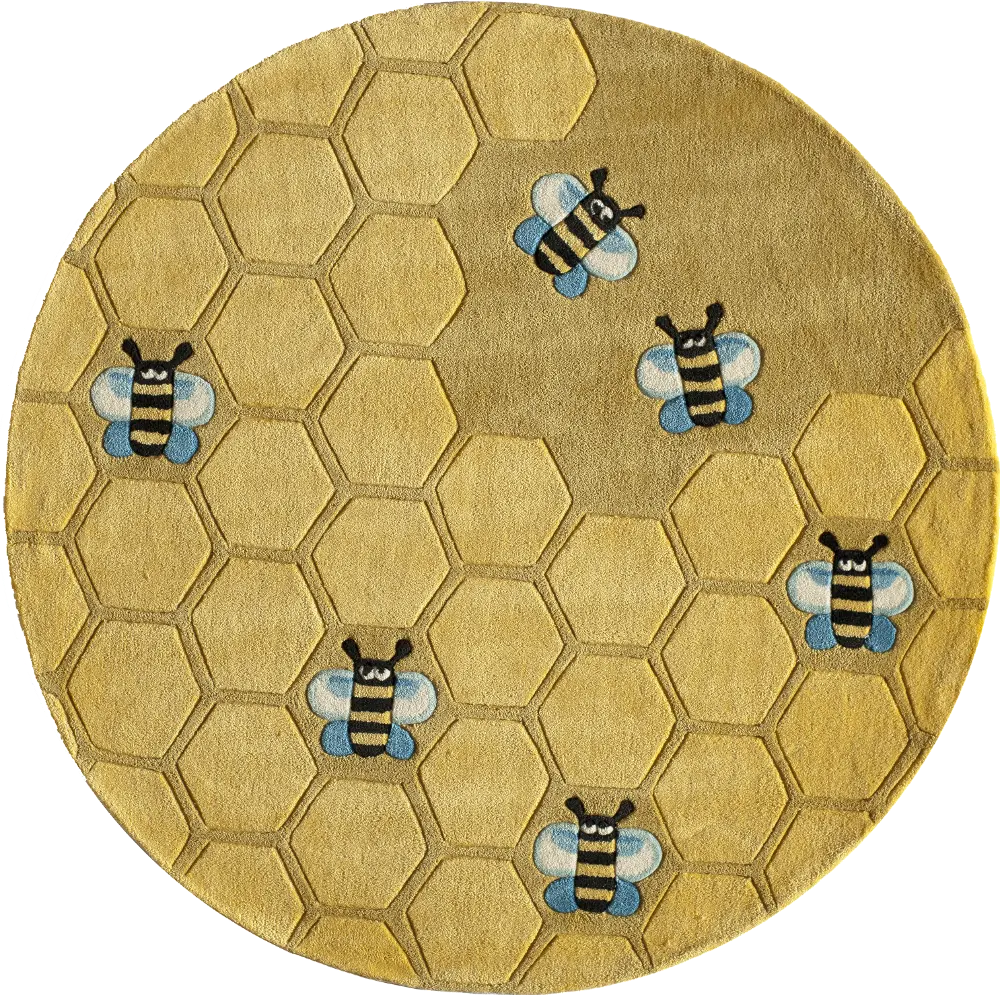 5' Round Honeycomb Gold Area Rug - Whimsy-1
