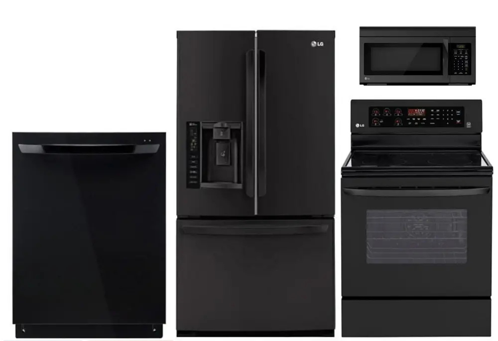 KIT LG Black 4 Piece Electric Kitchen Appliance Package-1