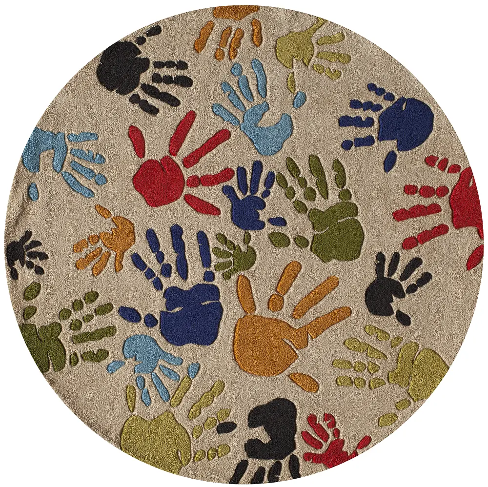 5' Round Finger Paint Ivory Area Rug - Whimsy-1