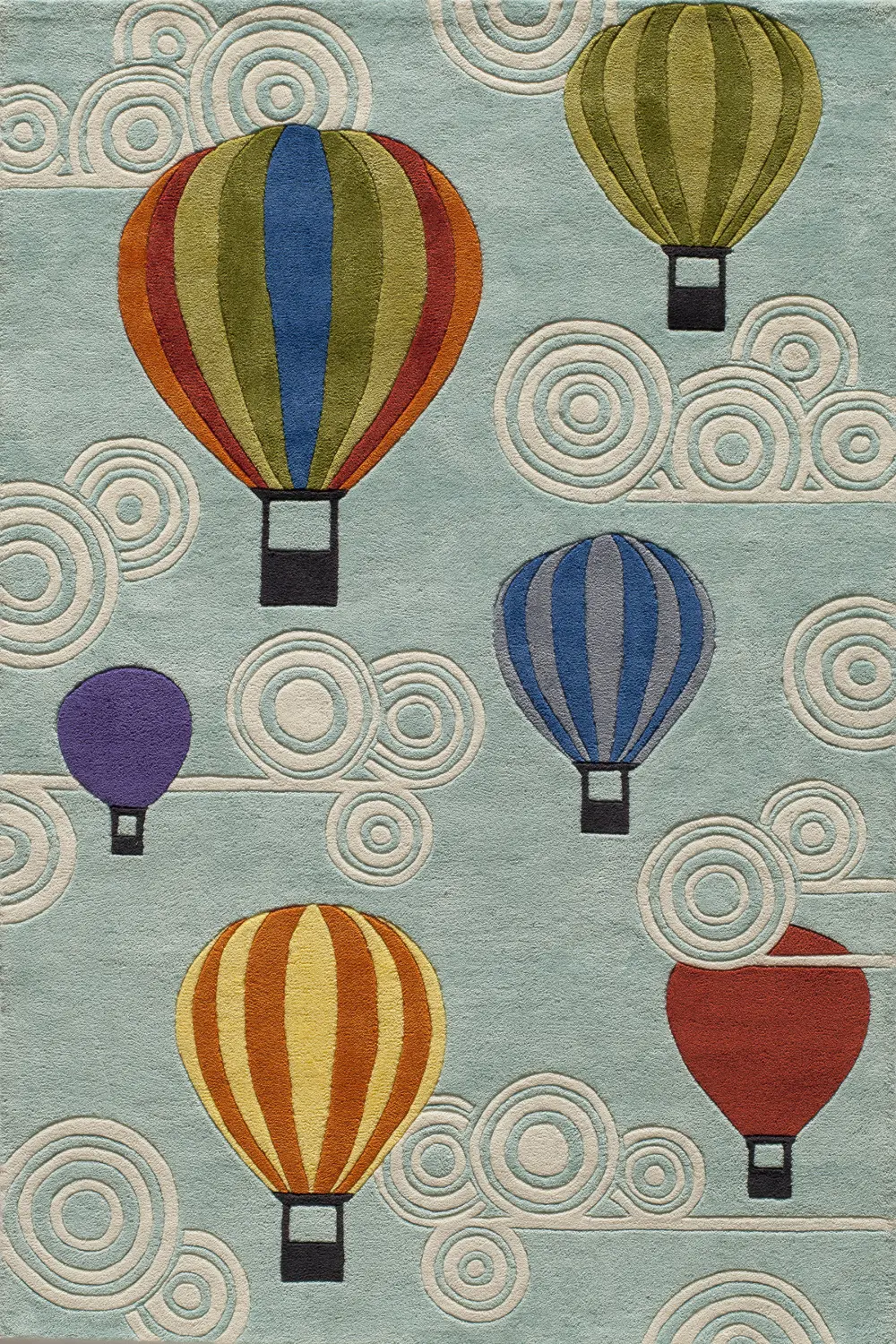 4 x 6 Small Hot Air Balloons Blue Rug - Whimsy-1