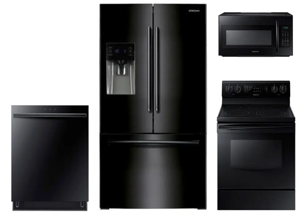 KIT Samsung Black 4 Piece Electric Kitchen Appliance Package-1