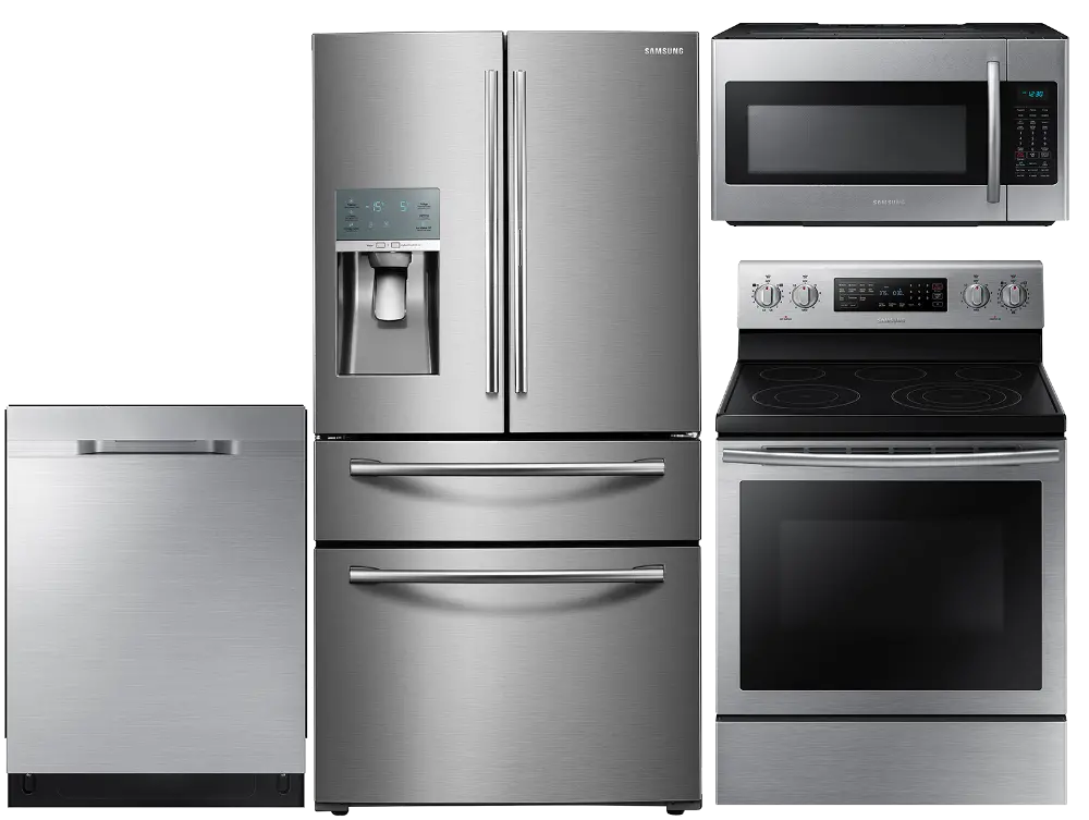 KIT Samsung 4 Piece Kitchen Appliance Package with Electric Range - Stainless Steel-1