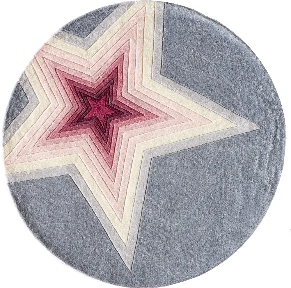 5' Round Pink and Gray Superstar Area Rug - Hipster-1
