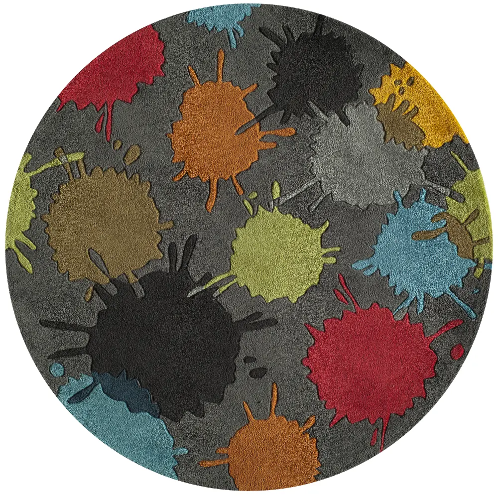 5' Round Gray Paint Ball Area Rug - Hipster-1