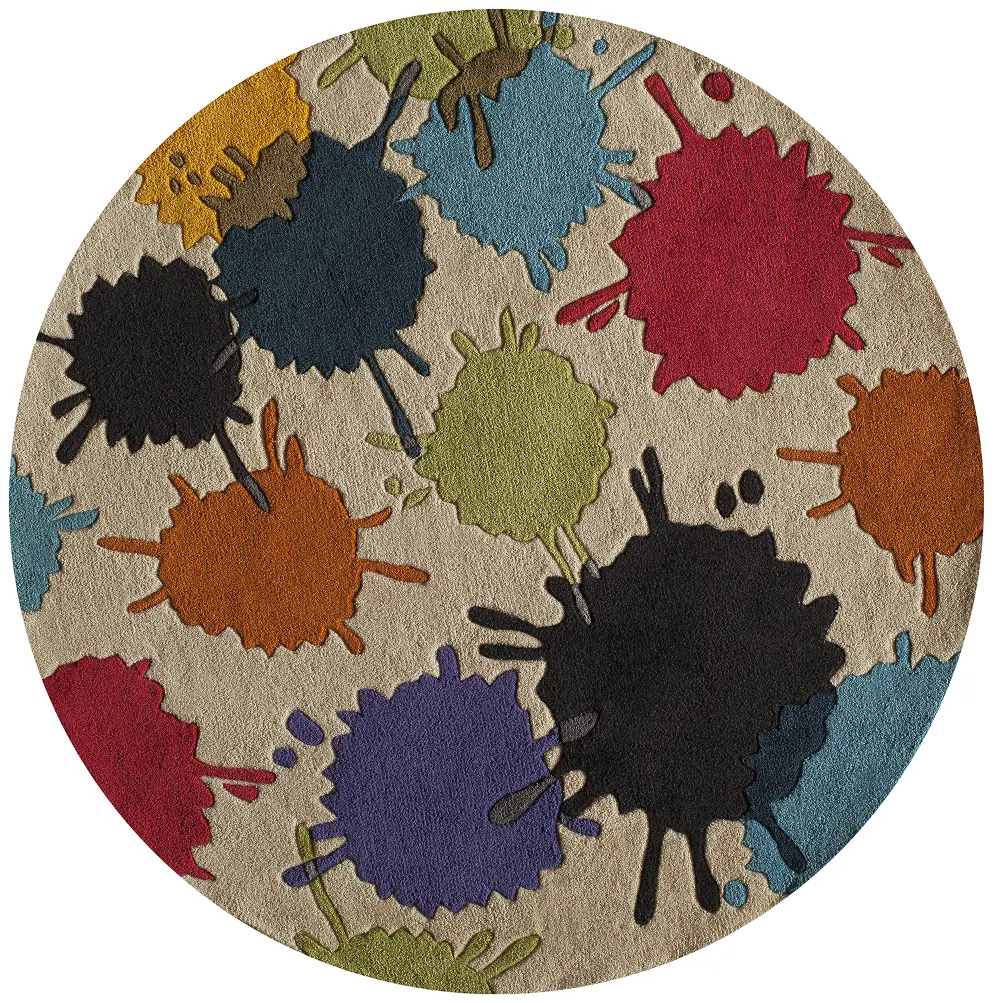 5' Round Cream Paint Ball Area Rug - Hipster-1