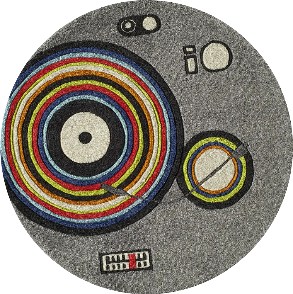 5' Round Gray Turntable Round Area Rug - Hipster-1