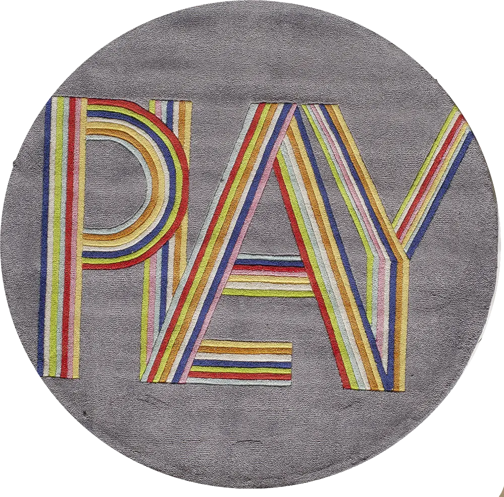 5' Round Gray and Pink Play Area Rug - Hipster-1