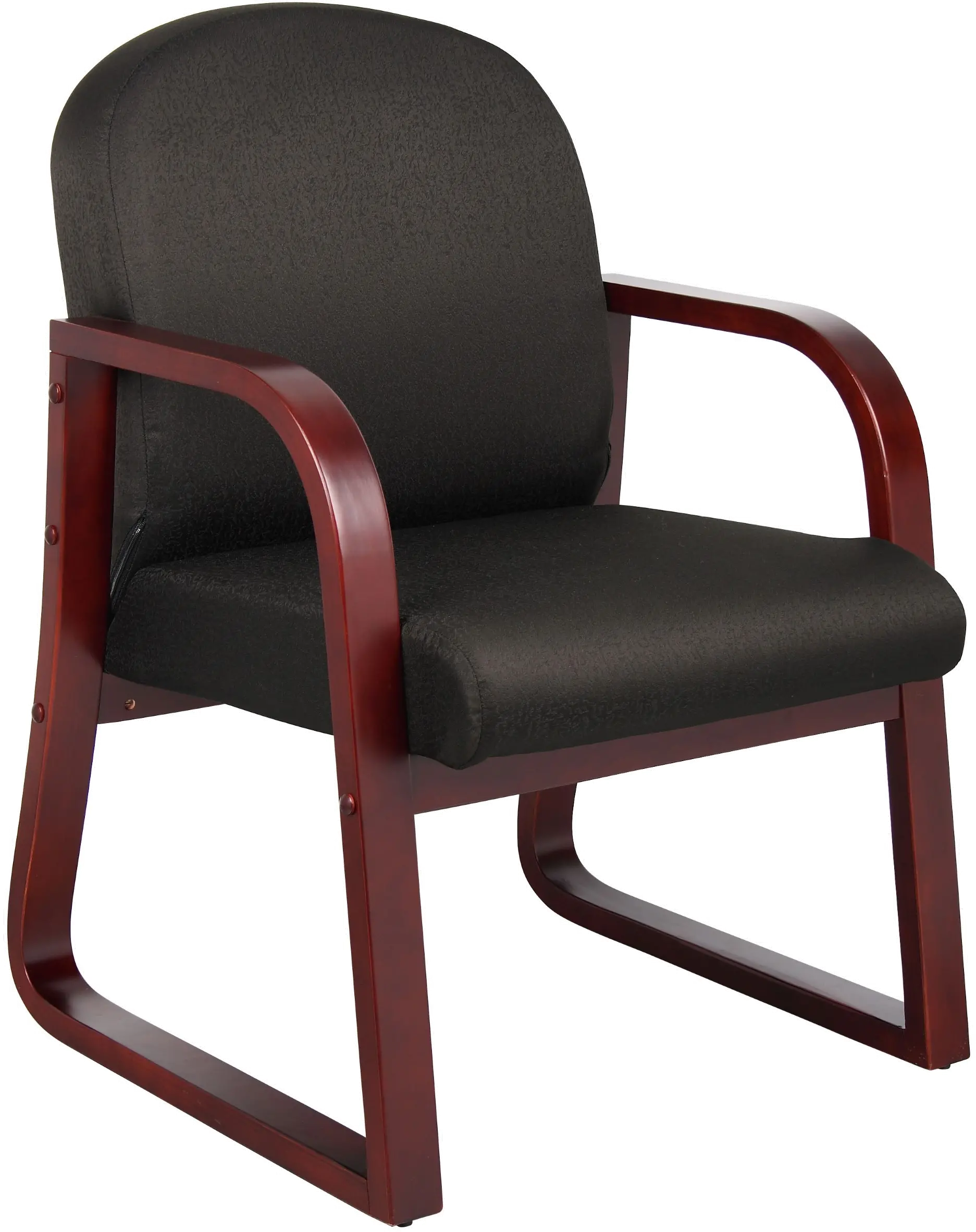 B9570-BK Black & Mahogany Frame Guest Office Chair sku B9570-BK