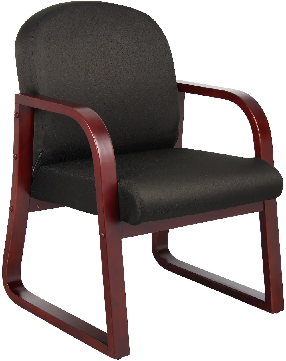 Black & Mahogany Frame Guest Office Chair-1